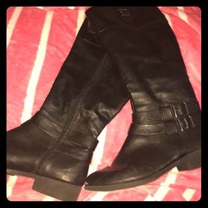 black leather boots